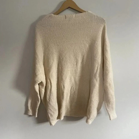 Lulu's Cream Oversized V-Neck Slouchy Sweater - Picture 10 of 12